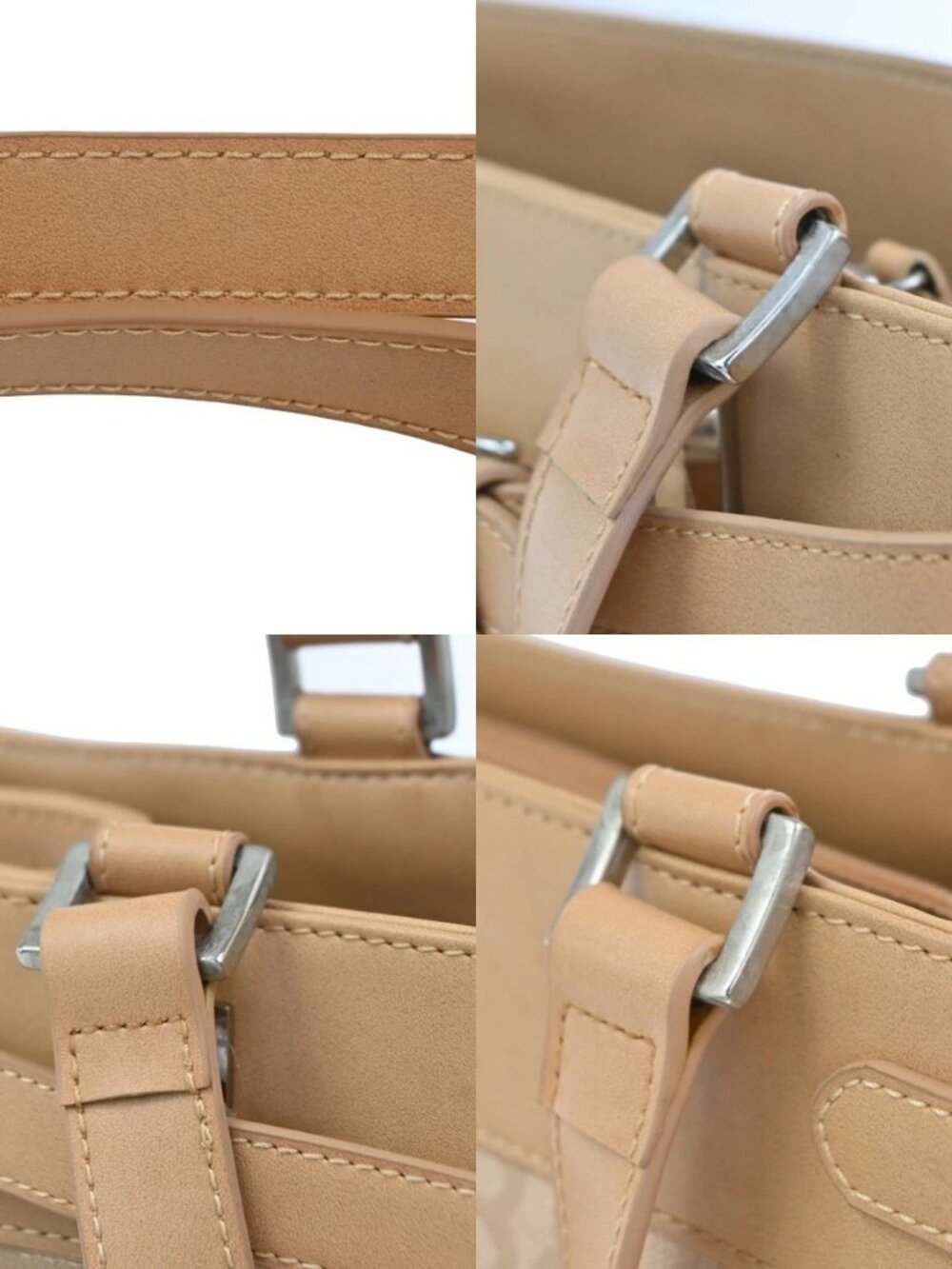 BALENCIAGA Logo BB Pattern Hand Tote Bag Canvas Leather Beige SHW - Picture 9 of 16
